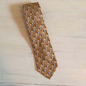 Ermenegildo Zegna Neck Tie Gold Leaf Design | Italy 100% Woven Silk 60X3.5
